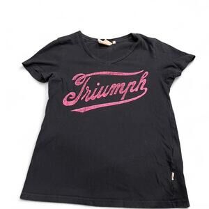 Triumph Black Graphic Tee Pink Logo – Women’s Size Small
